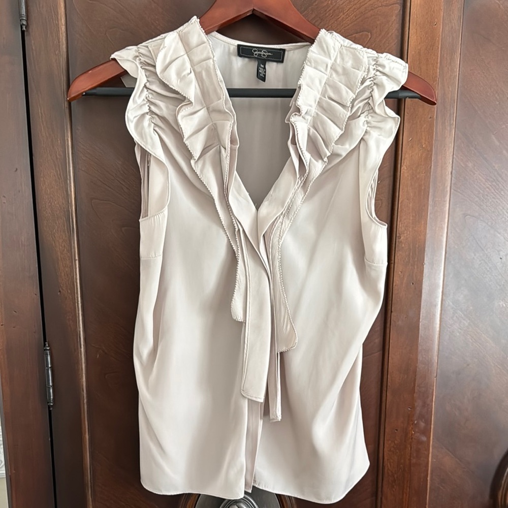 Jessica Simpson Cream Ruffled Tie Front Blouse